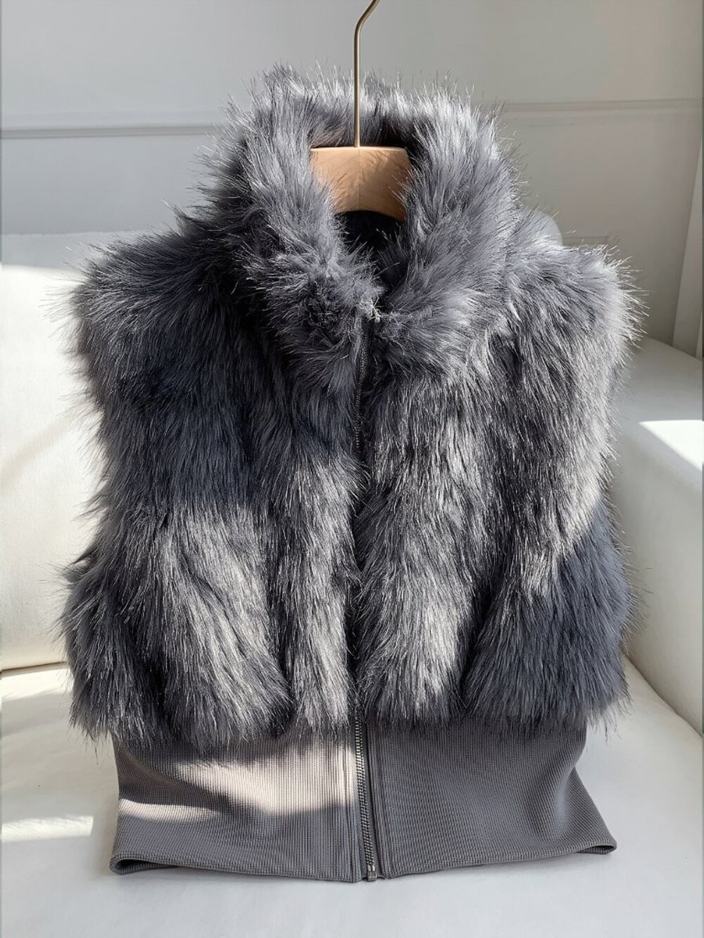 Dark Grey Casual Women's Faux Fur Coat